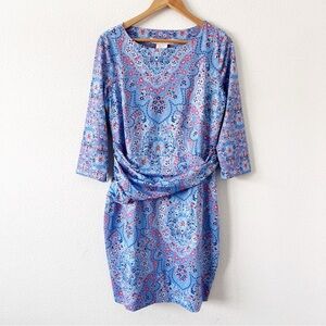 Gretchen Scott Designs Blue and Pink Long Sleeve Dress